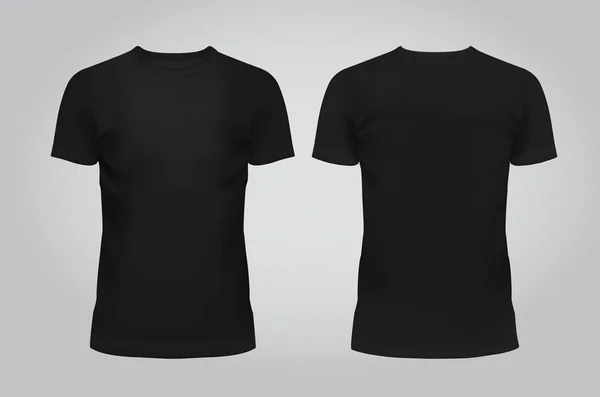 Vector illustration of design template black men T-shirt, front and back isolated on a light background. Contains gradient mesh elements. — Stock Vector