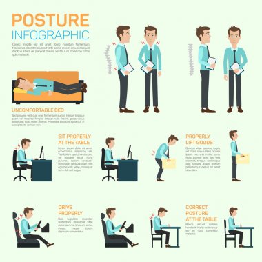 Vector elements of improving your posture. Infographic