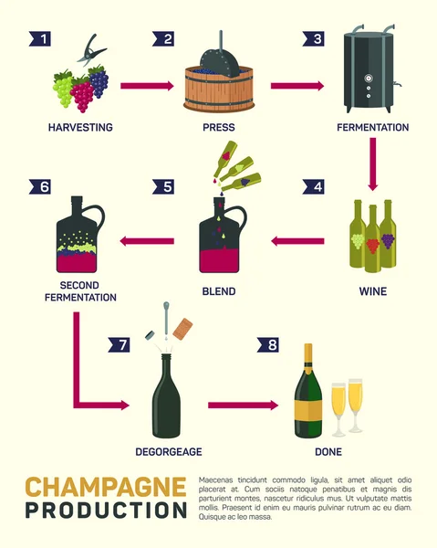 Ilustracja wektorowa produkcji wina. Jak jest wykonany, elementy infographic — Wektor stockowy