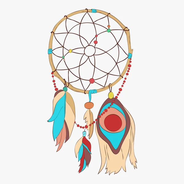 Magical dreamcatcher com penas sagradas para pegar sonhos ícone pictograma —  Vetores de Stock