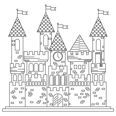 Fairytale kraliyet ince çizgi kale veya saray binası