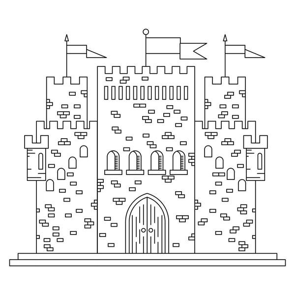 おとぎ話の王室の細い線の城や宮殿の建物 — ストックベクタ