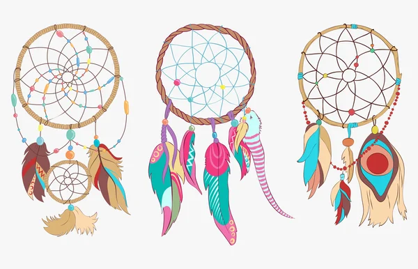 Tribal Dreamcatcher gjord av Hoop och net — Stock vektor