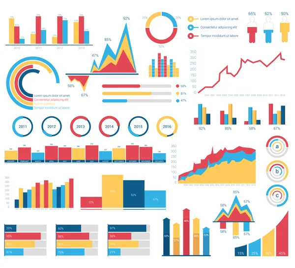 Set para infografías varios elementos de diseño — Archivo Imágenes Vectoriales