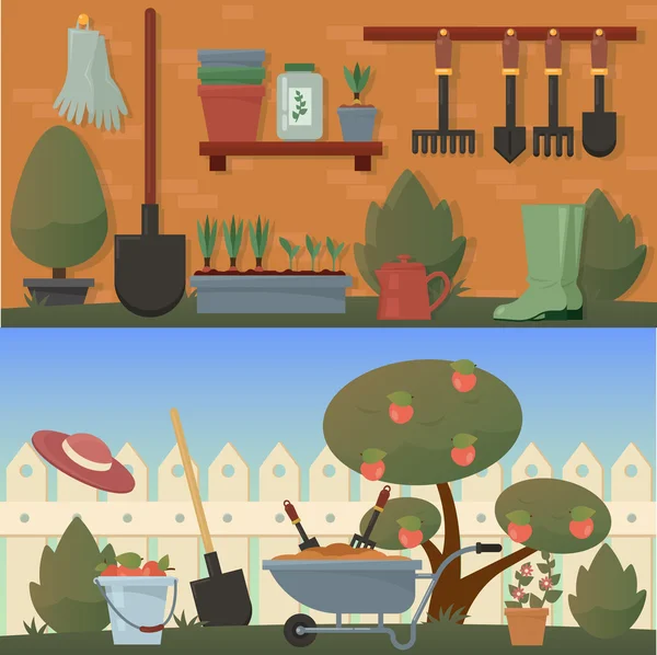 Accessoires ou outils agricoles et de jardin — Image vectorielle