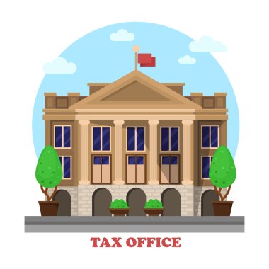 Tax office facade architecture, financial building clipart