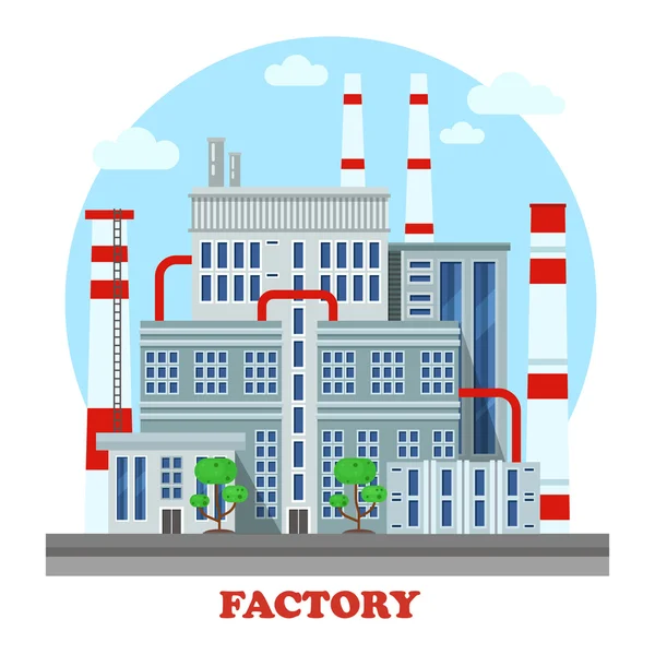 Fábrica o planta de fabricación con tuberías — Vector de stock