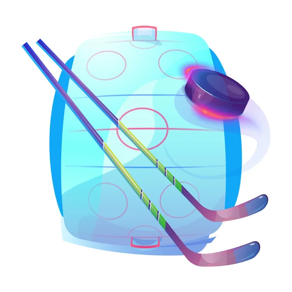 Feld- oder Eishockeyschläger und Gummipuck-Logo — Stockvektor