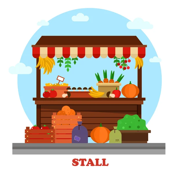 Mercado bazar stall ou balcão de alimentos —  Vetores de Stock