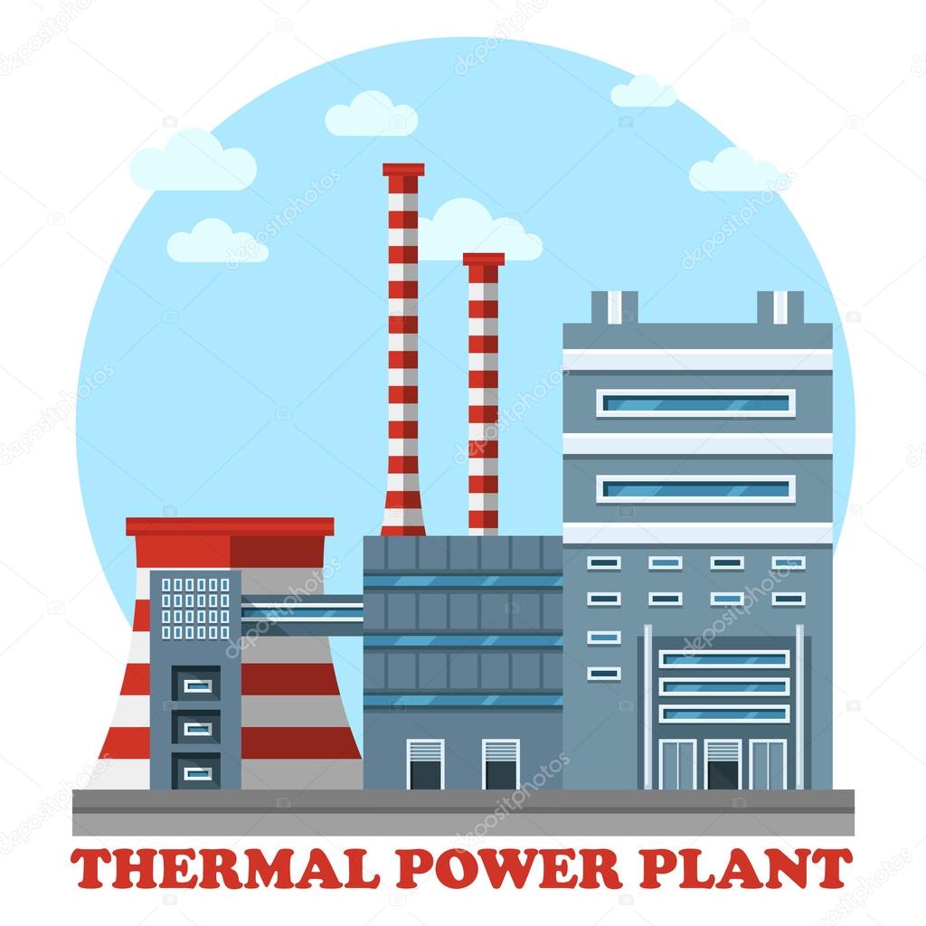 Thermal power station and plant for heating Stock Vector by