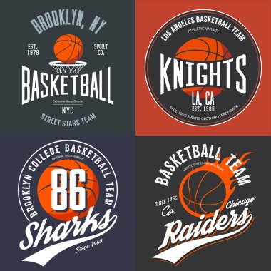 T-shirt tasarım ABD new york brooklyn sokak basketbol severler için takım, Şövalyeler üniversite takımı ve chicago Akıncılar bulunan topları. Spor giyim ve spor vites logo afiş kullanılabilir