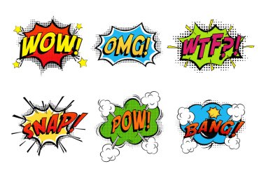 Comics bubbles for emotions and explosions clipart