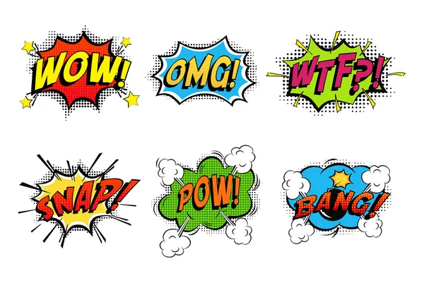 Comics bubbels voor emoties en explosies — Stockvector