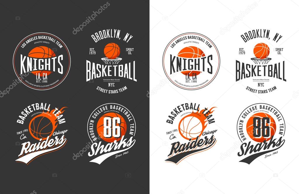 Balls for game of basketball in dark and light