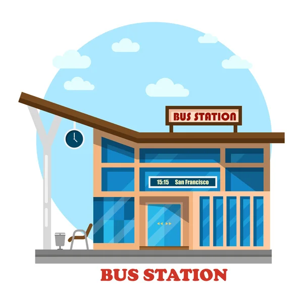 Bus station or depot structure exterior view — Stock Vector