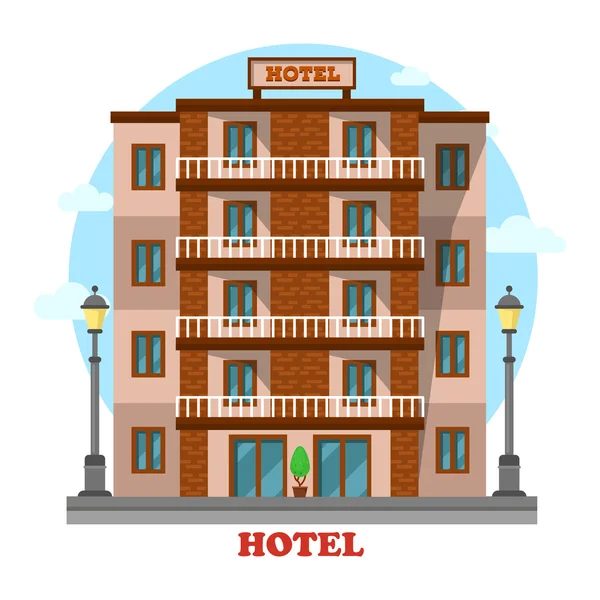 Hotel or motel,skyscraper hostel building exterior — Stock Vector