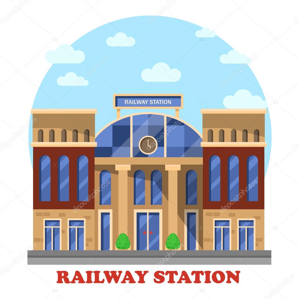 Train and railway, railroad station or depot