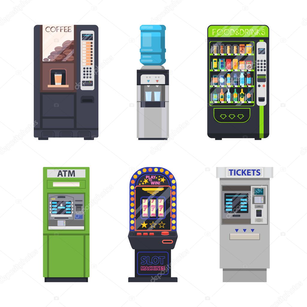 Vending machines, food snacks or drinks dispensers