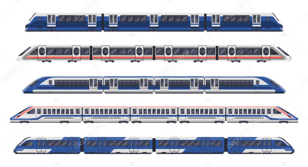 Trains, railway wagon, metro rail subway transport