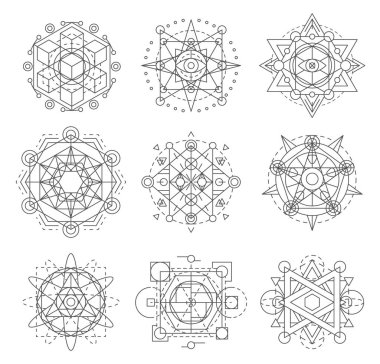 Kutsal geometri sembolleri, ezoterik astroloji vektör işaretleri
