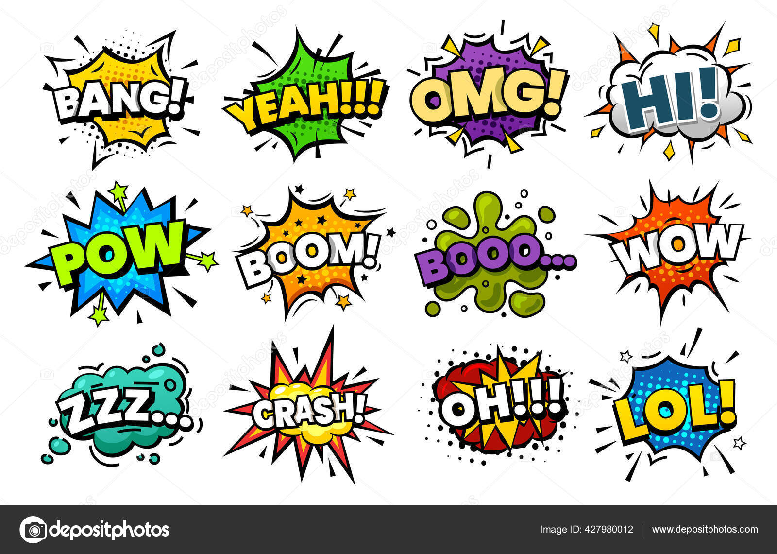 Sound blasts, comic pop art speech bubbles cartoon Stock Vector Image by ©cookamoto #427980012 Sound blasts, comic pop art speech bubbles cartoon Stock Vector Image by ©cookamoto #427980012
