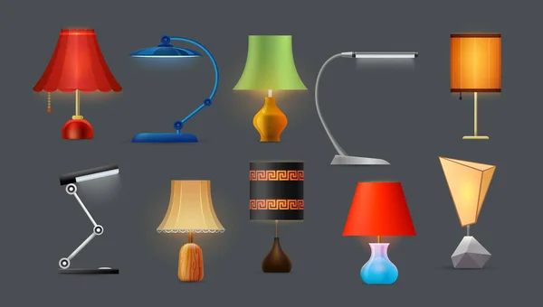 Lampy, lampy stołowe i biurkowe, lampy nocne — Wektor stockowy