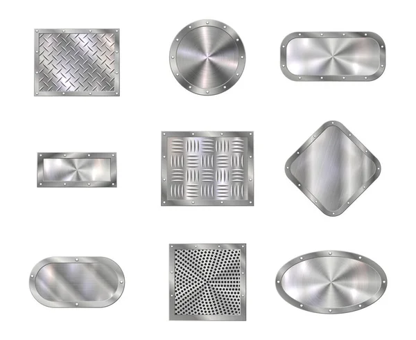 Plaques métalliques sur rivets à vis en acier, carrelage — Image vectorielle