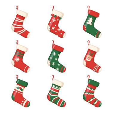 Noel çorapları ve hediyeler, yeni yıl çorapları.