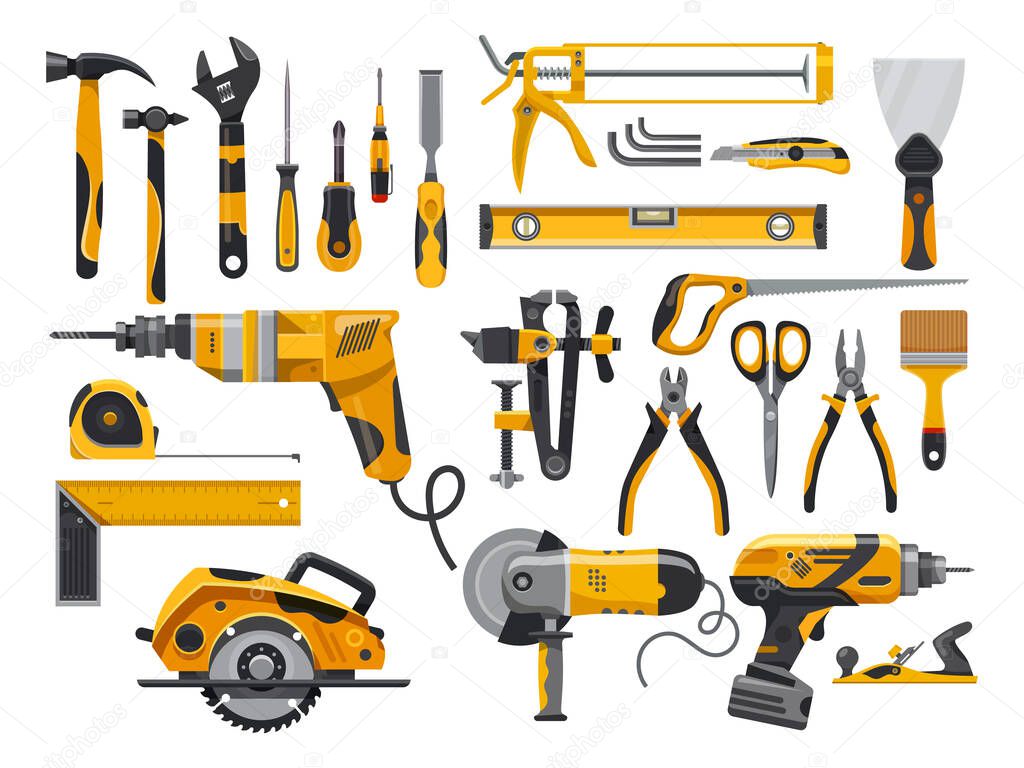 Work tools, construction and repair instruments vector