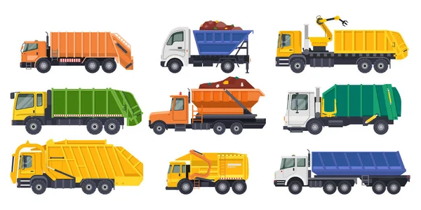 Volquetes, cargadores o volquetes y camiones de transporte Vector de stock