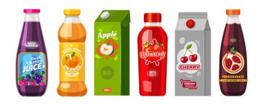 Karton kutularda meyve suyu paketleri ve plastik şişeler