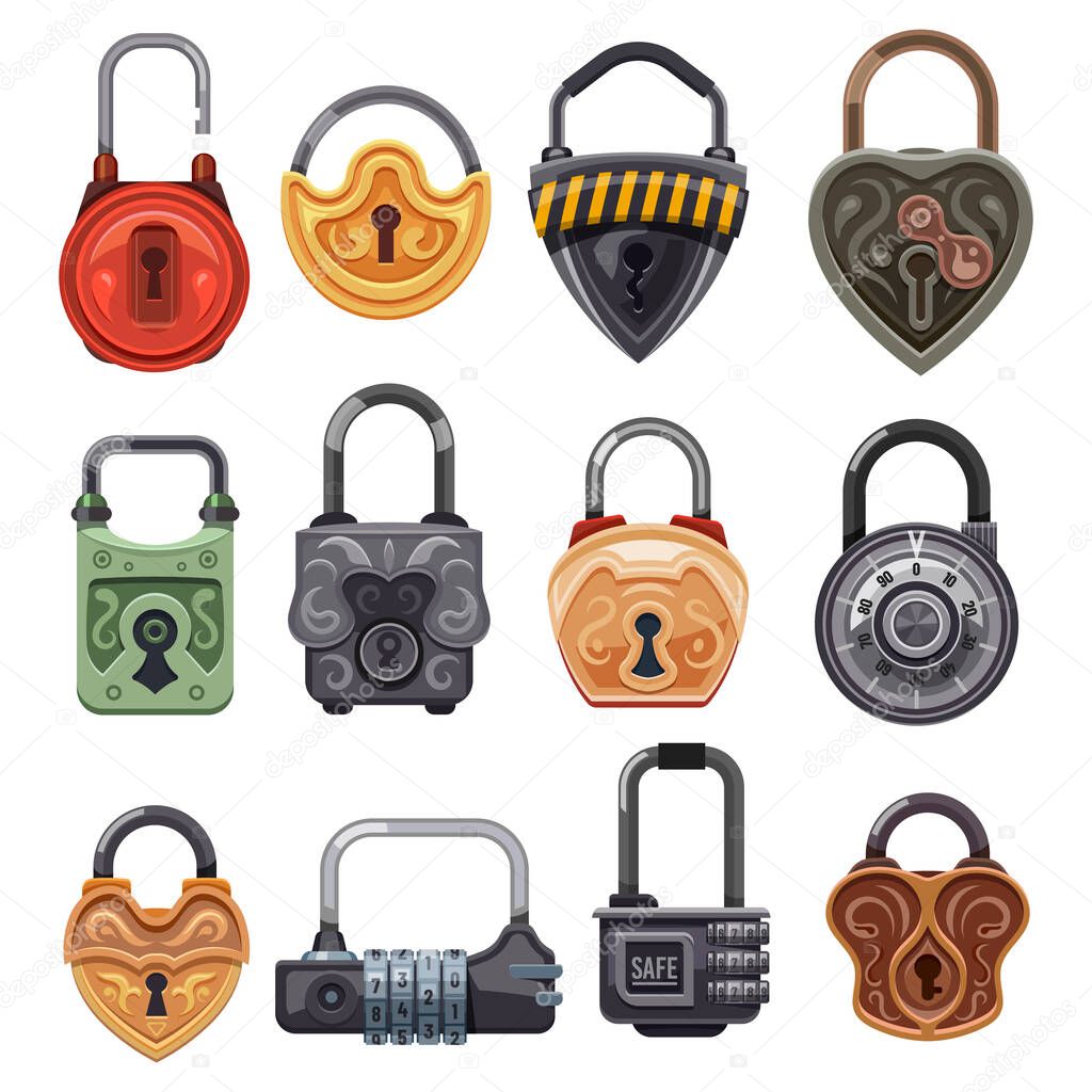 Locks and padlocks, key lockers on code and old
