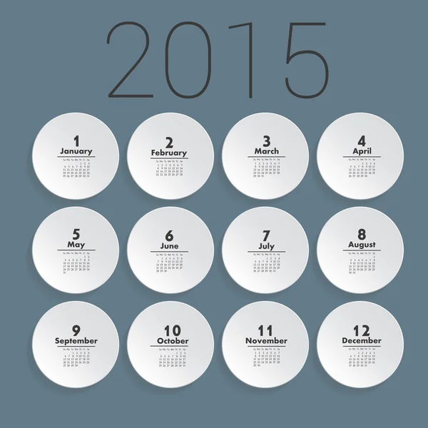 Простий європейський 2015 рік векторний календар — стоковий вектор