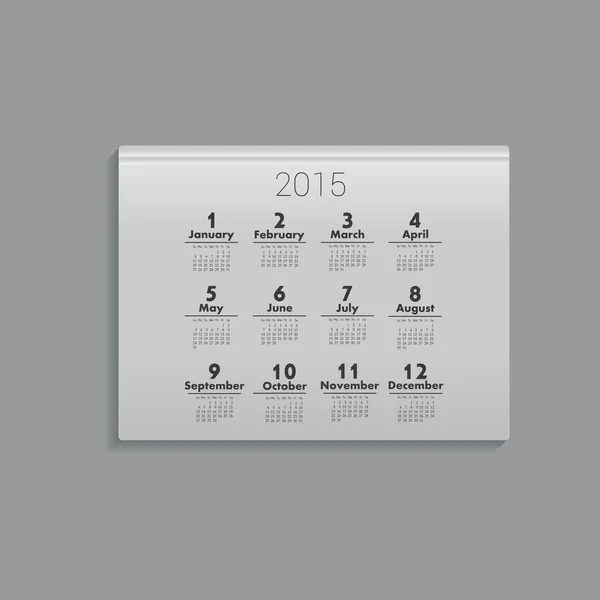 Простой европейский векторный календарь 2015 года — стоковый вектор