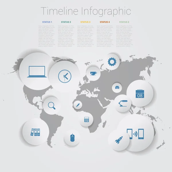 Infografía de línea de tiempo retro, plantilla de diseño vectorial — Vector de stock