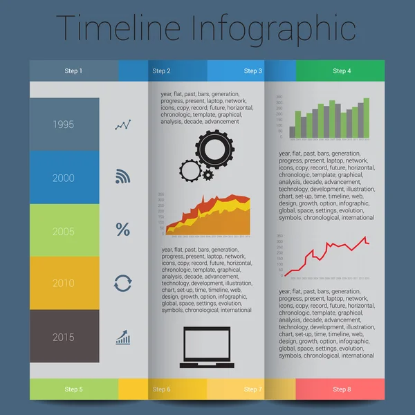 Retro Timeline Infográfico, modelo de design vetorial — Vetor de Stock