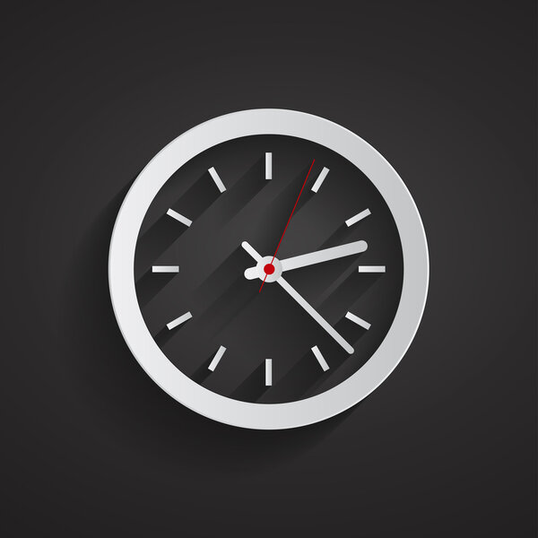 Clock symbol on dark background,clean vector illustration
