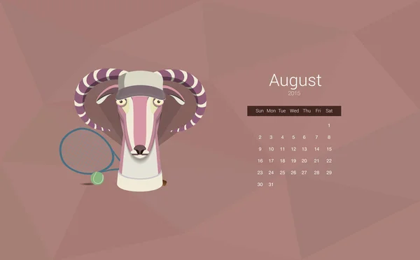 2015 년, 8 월, 염소의 올해의 달 캘린더. 모든 개월 내 포트폴리오에 찾을 것입니다. — 스톡 벡터