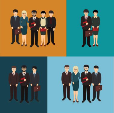 iş adamı ve ekibi oluşturan kadın çizimi