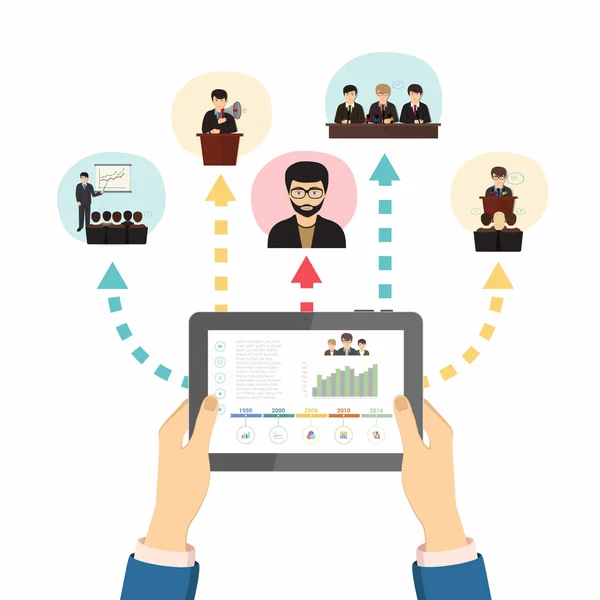 Bir tablet holding eller vektör çizim eps 10