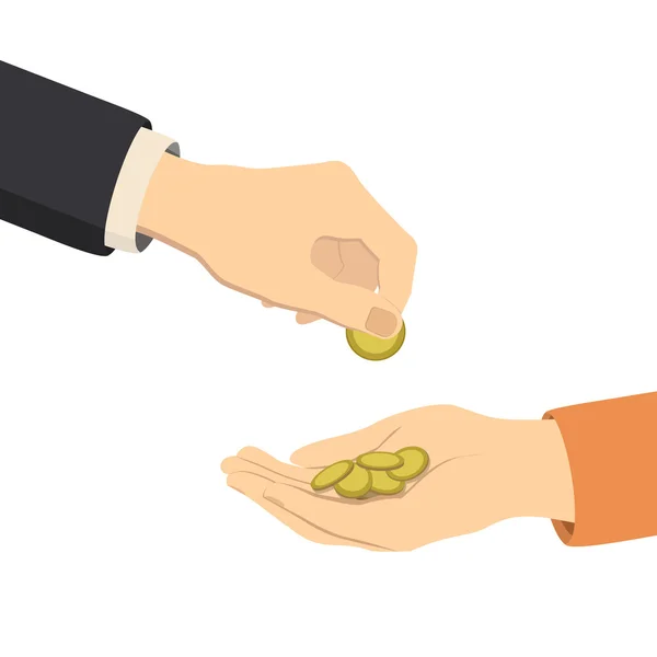 Mains donnant et recevant de l'argent, vecteur — Image vectorielle
