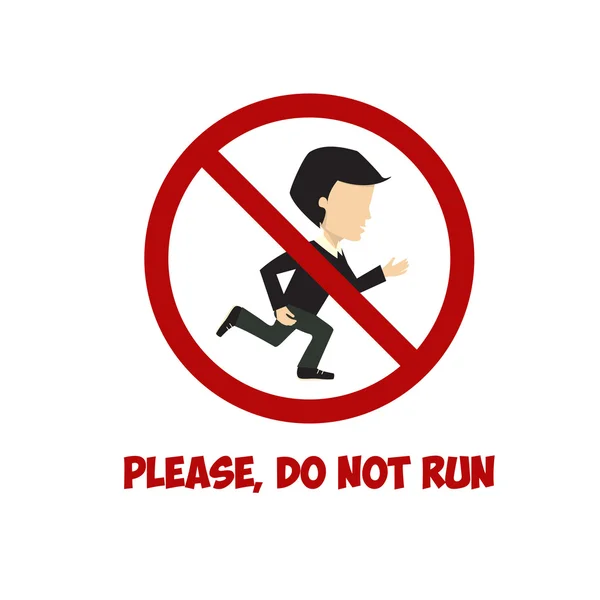 No run sign, vector flat illustration — Stock Vector