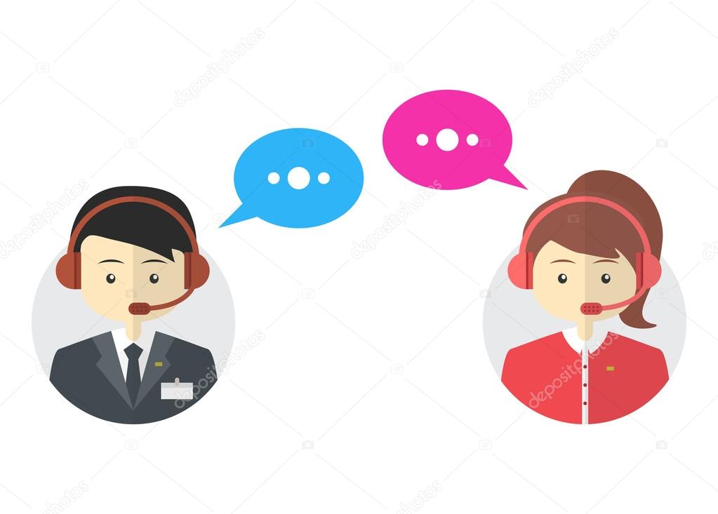 Male and female call center avatar icons, vector