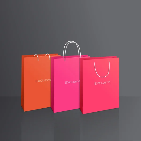 Conjunto de bolsas de papel coloridas aisladas sobre fondo gris — Vector de stock