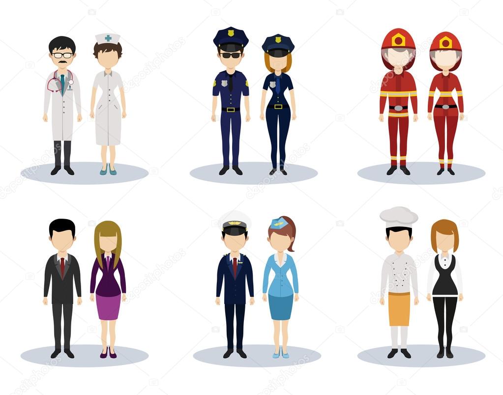 Male and female professional character vector set