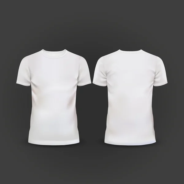 Branco T-shirt modelo isolado no fundo preto —  Vetores de Stock