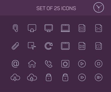 Web ve mobil için ince çizgi simgeler. vektör