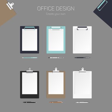 Kağıt ve kalem set tasarımı için vektör Pano