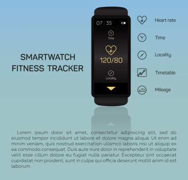 Sağlık, bilezik, el, kalp hızı, saat, yer, kilometre, fitness izci, jogging, hızı, mavi arka plan
