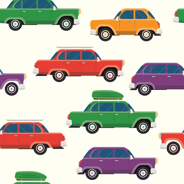 Patrón sin costura de coches retro — Vector de stock